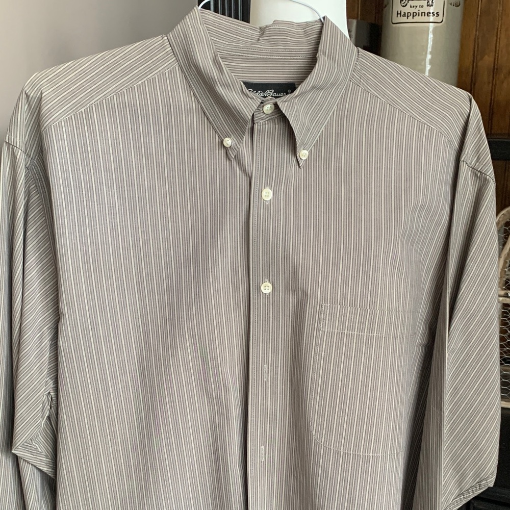 Eddie Bauer Gray Striped Button Down Shirt
